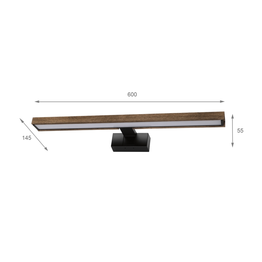 Brilagi - LED osvetlenie kúpeľňového zrkadla 3v1 WOODY MIRROR LED/12W/230V IP44 čierna/dub orech