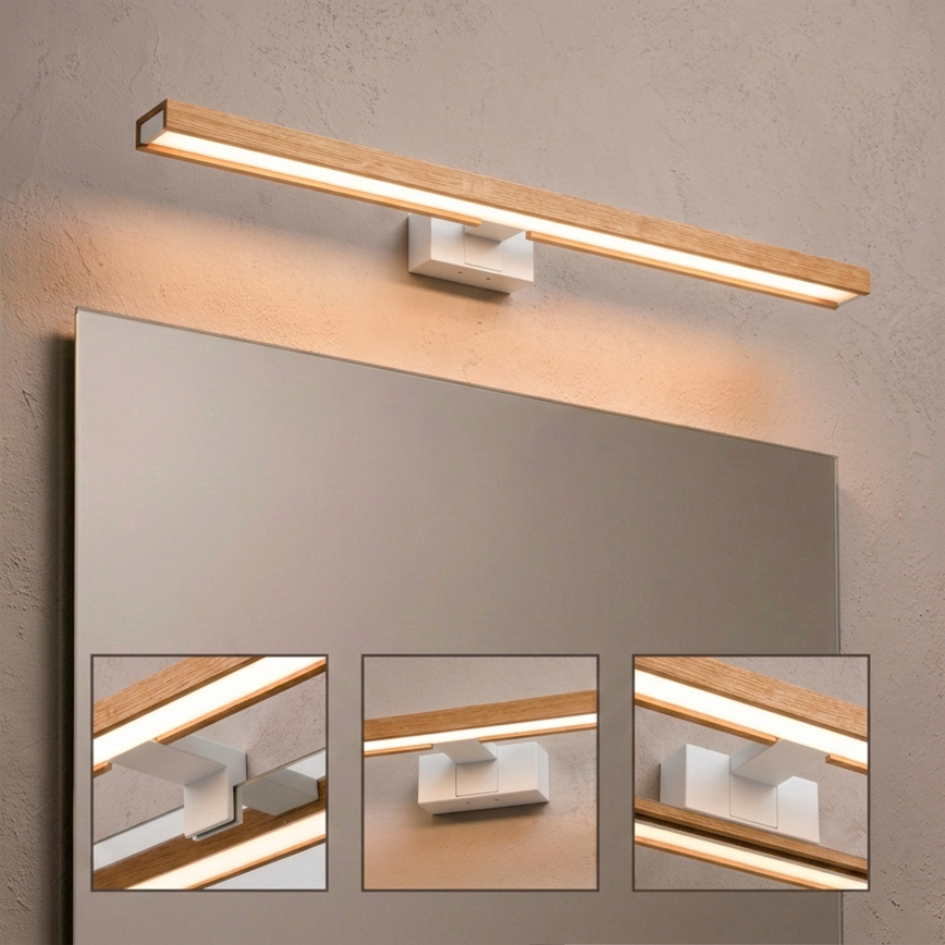 Brilagi - Kúpeľňové LED osvetlenie zrkadla 3 v 1 WOODY MIRROR LED/15W/230V 80 cm IP44 biela/dub