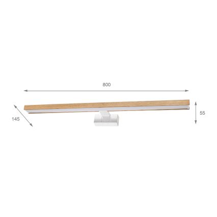 Brilagi - Kúpeľňové LED osvetlenie zrkadla 3 v 1 WOODY MIRROR LED/15W/230V 80 cm IP44 biela/dub