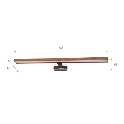 BRILAGI - LED Kúpeľňové osvetlenie zrkadla 3v1 WOODY MIRROR LED/15W/230V 80 cm IP44 lesklý chróm/dub čerešňa