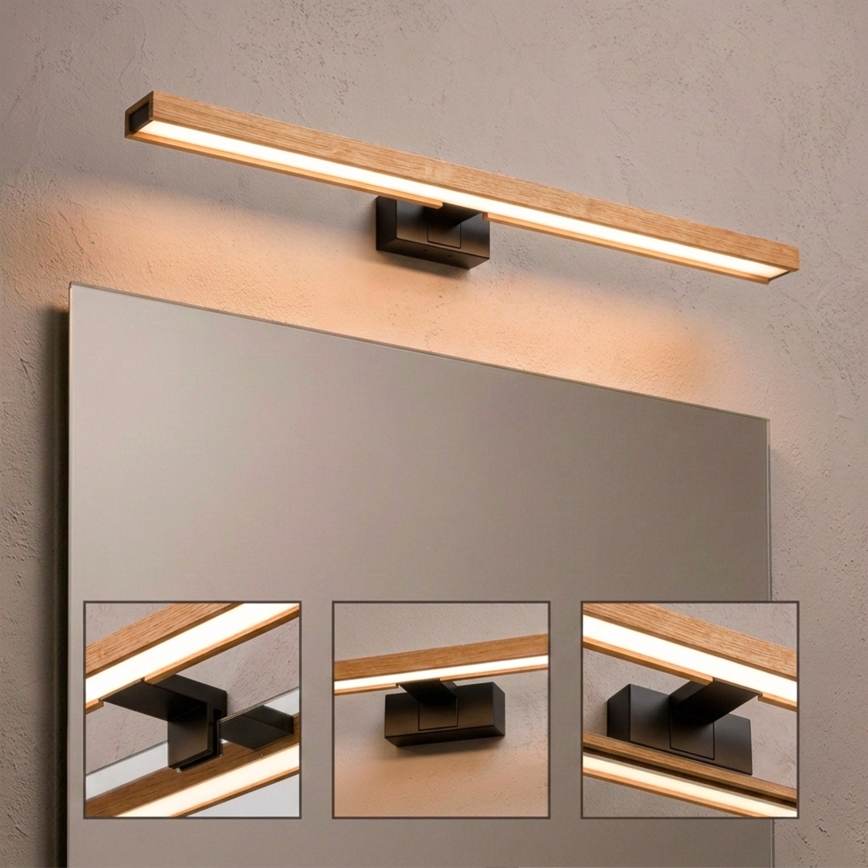 Brilagi - LED kúpeľňové osvetlenie zrkadla 3v1 WOODY MIRROR LED/15W/230V 80 cm IP44 čierna/dub