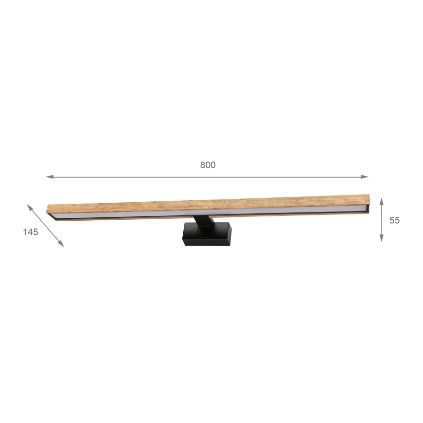Brilagi - LED kúpeľňové osvetlenie zrkadla 3v1 WOODY MIRROR LED/15W/230V 80 cm IP44 čierna/dub