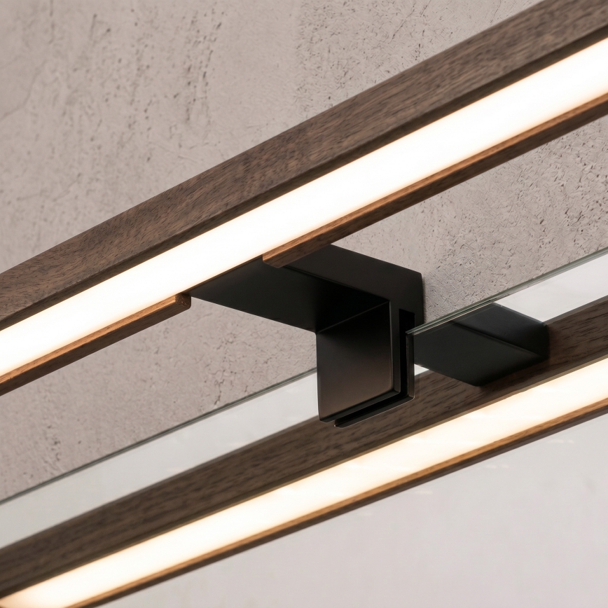 BRILAGI - LED kúpeľňové osvetlenie zrkadla 3v1 WOODY MIRROR LED/15W/230V 80 cm IP44 čierna/dub orech