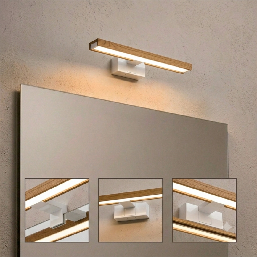Brilagi - LED kúpeľňové osvetlenie na zrkadlo 3v1 WOODY MIRROR LED/8W/230V 40 cm IP44 biela/dub