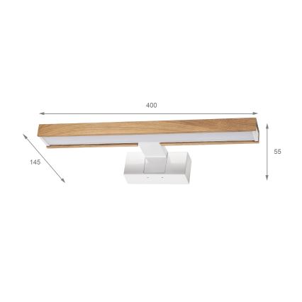 Brilagi - LED kúpeľňové osvetlenie na zrkadlo 3v1 WOODY MIRROR LED/8W/230V 40 cm IP44 biela/dub
