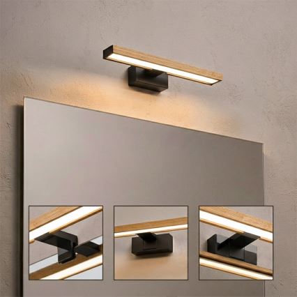Brilagi - LED osvetlenie zrkadla do kúpeľne 3v1 WOODY MIRROR LED/8W/230V IP44 čierna/dub