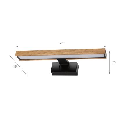 Brilagi - LED osvetlenie zrkadla do kúpeľne 3v1 WOODY MIRROR LED/8W/230V IP44 čierna/dub