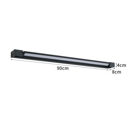 Brilagi - LED kúpeľňové osvetlenie zrkadla AQUA LINE LED/24W/230V 90 cm IP44 čierna CRI 90