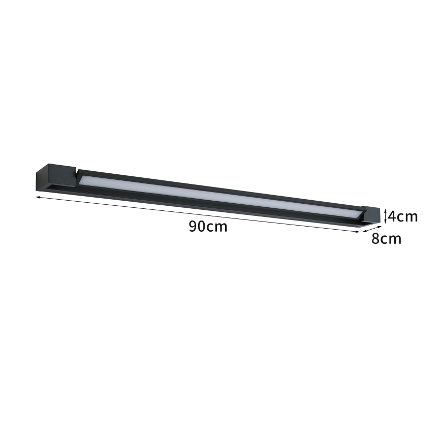 Brilagi - LED kúpeľňové osvetlenie zrkadla AQUA LINE LED/24W/230V 90 cm IP44 čierna CRI 90