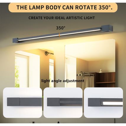 Brilagi - LED osvetlenie zrkadla do kúpeľne AQUA LINE LED/36W/230V 120 cm IP44 antracit CRI 90