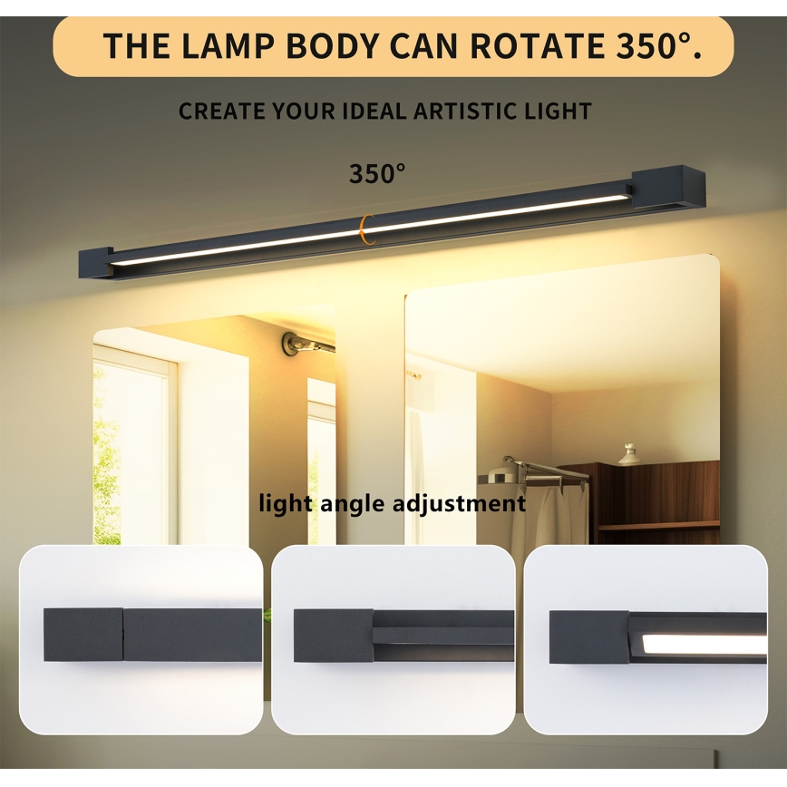 Brilagi - LED osvetlenie kúpeľňového zrkadla AQUA LINE LED/36W/230V 120 cm IP44 čierna CRI 90
