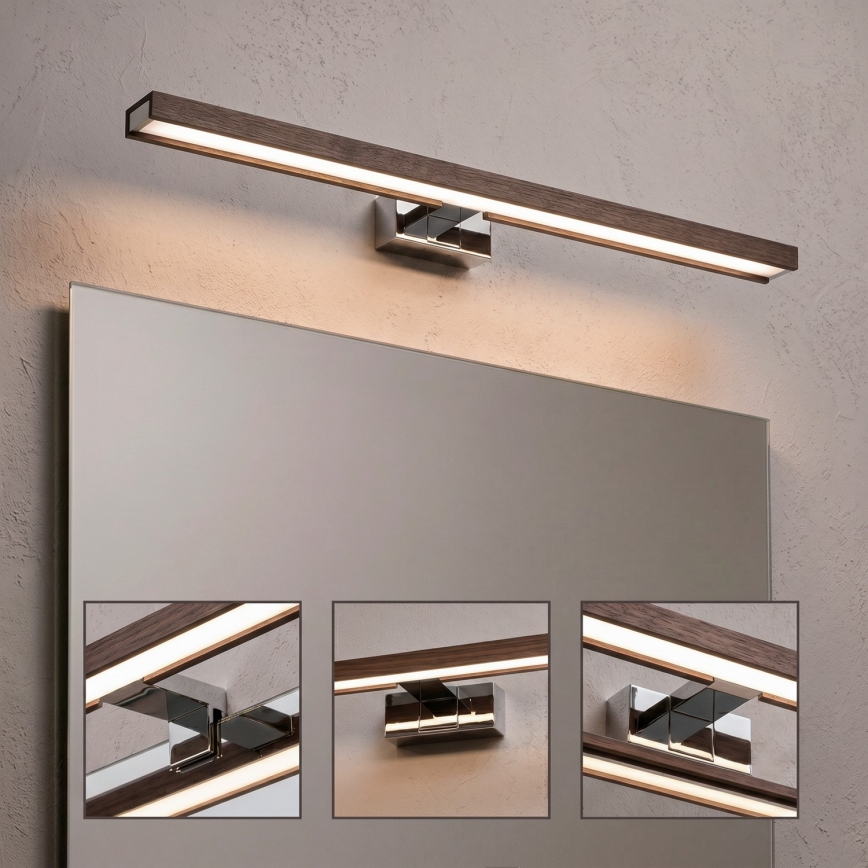 Brilagi - LED Kúpeľňové osvetlenie zrkadla WOODY MIRROR 3v1 LED/12W/230V 60 cm IP44 lesklý chróm/dub orech