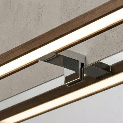 Brilagi - LED Kúpeľňové osvetlenie zrkadla WOODY MIRROR 3v1 LED/12W/230V 60 cm IP44 lesklý chróm/dub orech