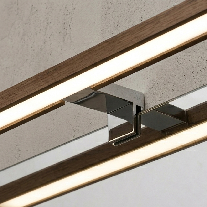 Brilagi - LED Kúpeľňové osvetlenie zrkadla WOODY MIRROR 3v1 LED/12W/230V 60 cm IP44 lesklý chróm/dub orech