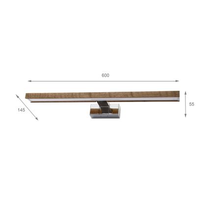 Brilagi - LED Kúpeľňové osvetlenie zrkadla WOODY MIRROR 3v1 LED/12W/230V 60 cm IP44 lesklý chróm/dub orech