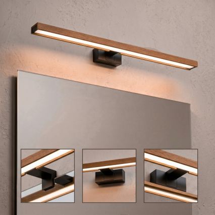 Brilagi - LED kúpeľňové osvetlenie zrkadla WOODY MIRROR 3v1 LED/15W/230V 80 cm IP44 čierna/dub čerešňa