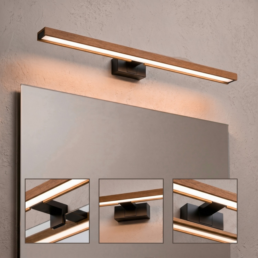 Brilagi - LED kúpeľňové osvetlenie zrkadla WOODY MIRROR 3v1 LED/15W/230V 80 cm IP44 čierna/dub čerešňa