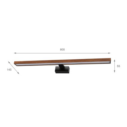 Brilagi - LED kúpeľňové osvetlenie zrkadla WOODY MIRROR 3v1 LED/15W/230V 80 cm IP44 čierna/dub čerešňa