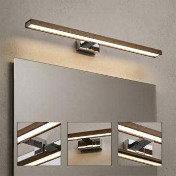 BRILAGI - LED kúpeľňové osvetlenie zrkadla WOODY MIRROR 3v1 LED/15W/230V 80 cm IP44 lesklý chróm/dub orech