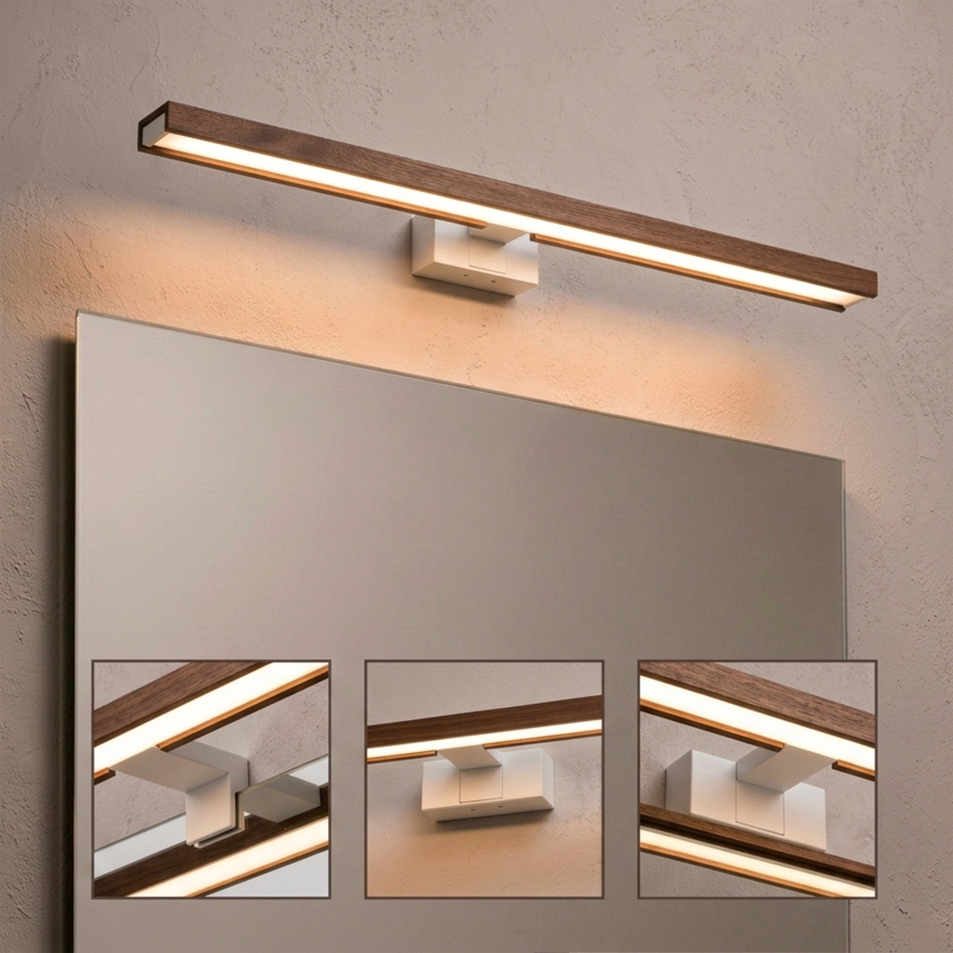 Brilagi - LED osvetlenie kúpeľňového zrkadla WOODY MIRROR 3v1 LED/15W/230V 80 cm IP44 biela/dub čerešňa