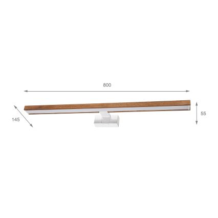 Brilagi - LED osvetlenie kúpeľňového zrkadla WOODY MIRROR 3v1 LED/15W/230V 80 cm IP44 biela/dub čerešňa