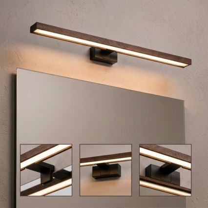Brilagi - LED osvetlenie kúpeľňového zrkadla WOODY MIRROR 3v1 LED/15W/230V 80 cm IP44 čierna/dub orech