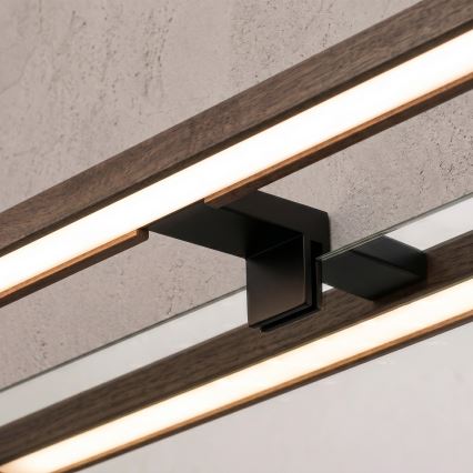 Brilagi - LED osvetlenie kúpeľňového zrkadla WOODY MIRROR 3v1 LED/15W/230V 80 cm IP44 čierna/dub orech