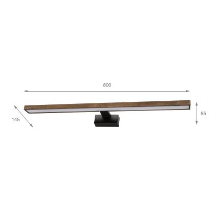 Brilagi - LED osvetlenie kúpeľňového zrkadla WOODY MIRROR 3v1 LED/15W/230V 80 cm IP44 čierna/dub orech