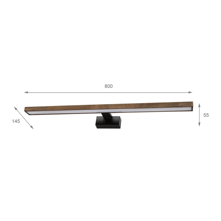 Brilagi - LED osvetlenie kúpeľňového zrkadla WOODY MIRROR 3v1 LED/15W/230V 80 cm IP44 čierna/dub orech