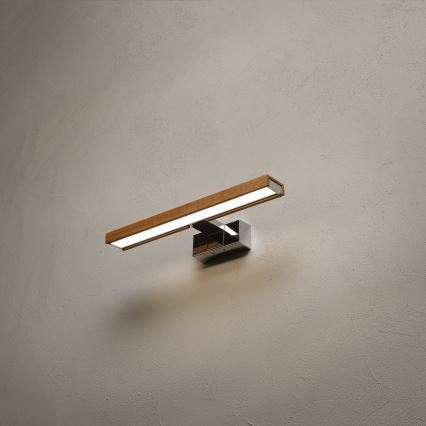 Brilagi - LED kúpeľňové osvetlenie zrkadla WOODY MIRROR 3v1 LED/8W/230V 40 cm IP44 lesklý chróm/dub