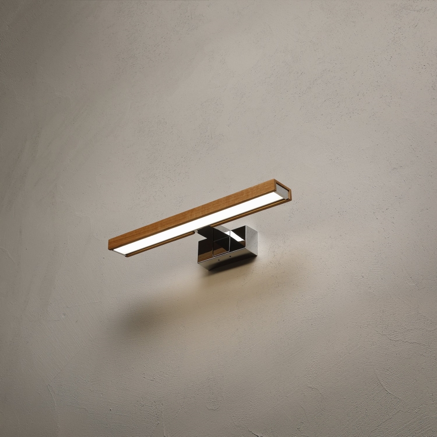 Brilagi - LED kúpeľňové osvetlenie zrkadla WOODY MIRROR 3v1 LED/8W/230V 40 cm IP44 lesklý chróm/dub