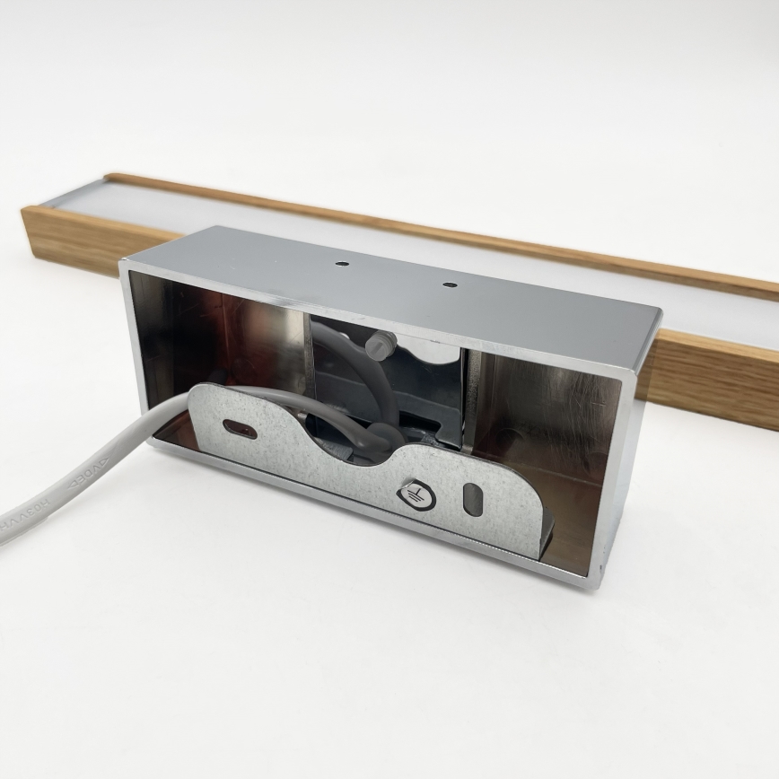 Brilagi - LED kúpeľňové osvetlenie zrkadla WOODY MIRROR 3v1 LED/8W/230V 40 cm IP44 lesklý chróm/dub