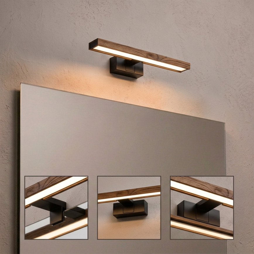 Brilagi - LED kúpeľňové osvetlenie zrkadla WOODY MIRROR 3v1 LED/8W/230V 40 cm IP44 čierna/dub