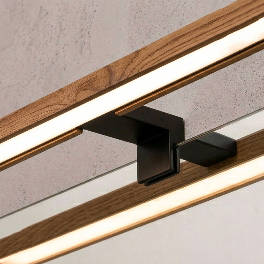Brilagi - LED kúpeľňové osvetlenie zrkadla WOODY MIRROR 3v1 LED/8W/230V 40 cm IP44 čierna/dub