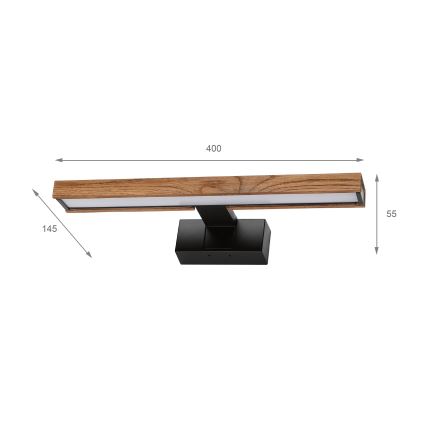 Brilagi - LED kúpeľňové osvetlenie zrkadla WOODY MIRROR 3v1 LED/8W/230V 40 cm IP44 čierna/dub