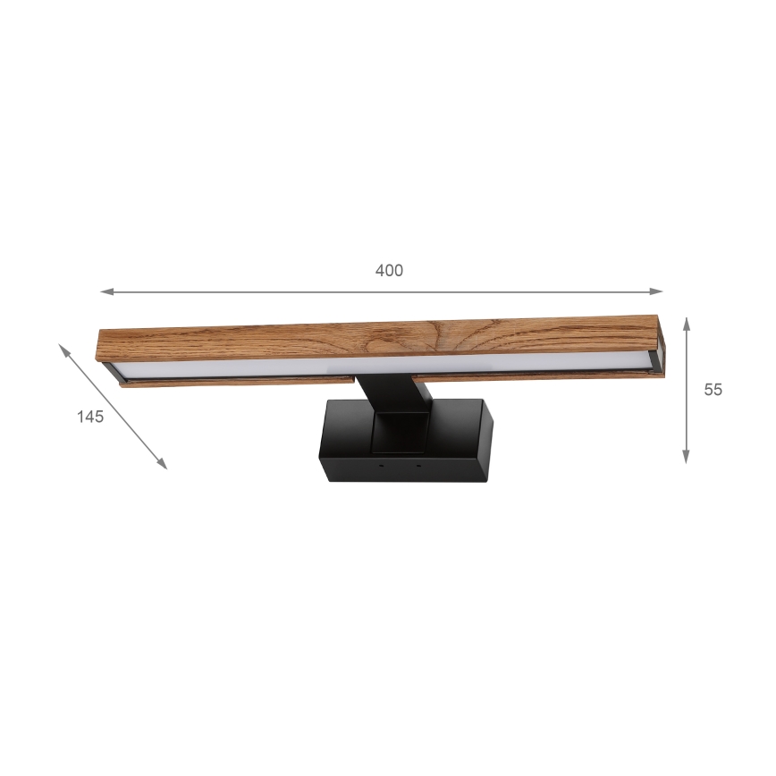 Brilagi - LED kúpeľňové osvetlenie zrkadla WOODY MIRROR 3v1 LED/8W/230V 40 cm IP44 čierna/dub