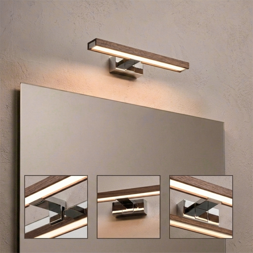 Brilagi - LED kúpeľňové osvetlenie zrkadla WOODY MIRROR 3v1 LED/8W/230V 40 cm IP44 lesklý chróm/dub orech