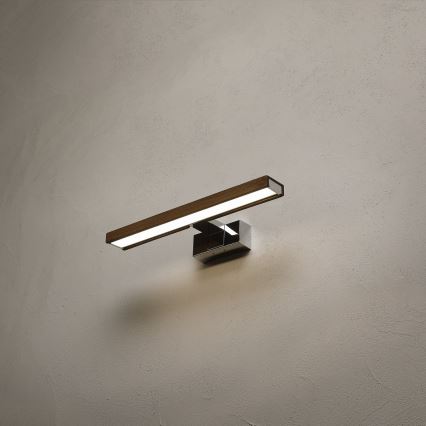 Brilagi - LED kúpeľňové osvetlenie zrkadla WOODY MIRROR 3v1 LED/8W/230V 40 cm IP44 lesklý chróm/dub orech