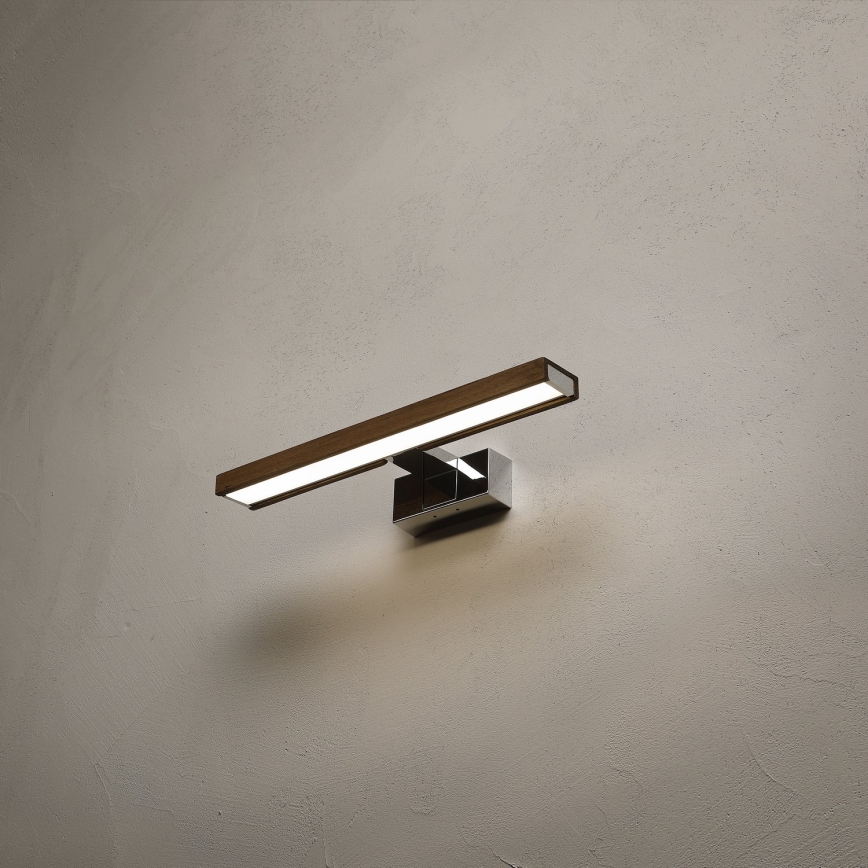 Brilagi - LED kúpeľňové osvetlenie zrkadla WOODY MIRROR 3v1 LED/8W/230V 40 cm IP44 lesklý chróm/dub orech