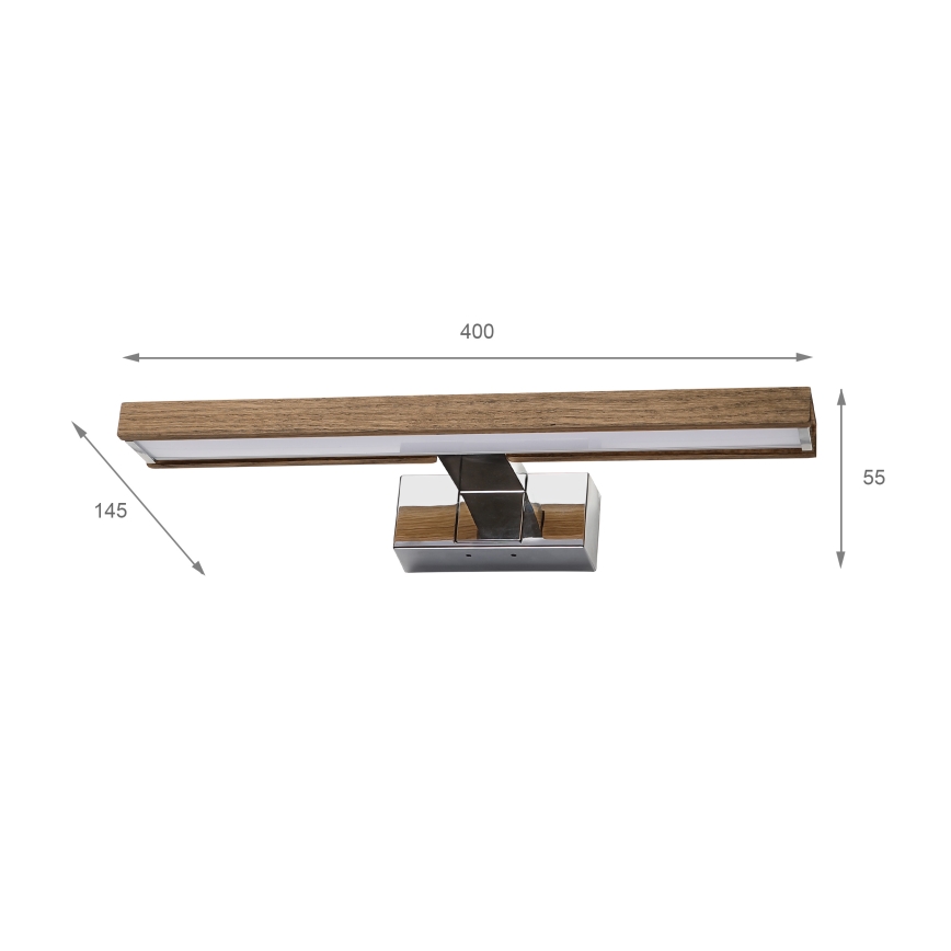 Brilagi - LED kúpeľňové osvetlenie zrkadla WOODY MIRROR 3v1 LED/8W/230V 40 cm IP44 lesklý chróm/dub orech
