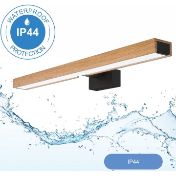 Brilagi - LED Kúpeľňové osvetlenie zrkadla WOODY MIRROR LED/12W/230V 60 cm IP44 dub/čierna