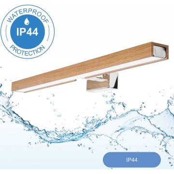 Brilagi - LED Kúpeľňové osvetlenie zrkadla WOODY MIRROR LED/12W/230V 60 cm IP44 dub/lesklý chróm