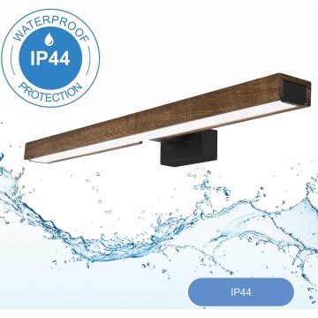 Brilagi - LED Kúpeľňové osvetlenie zrkadla WOODY MIRROR LED/12W/230V 60 cm IP44 dub orech/čierna