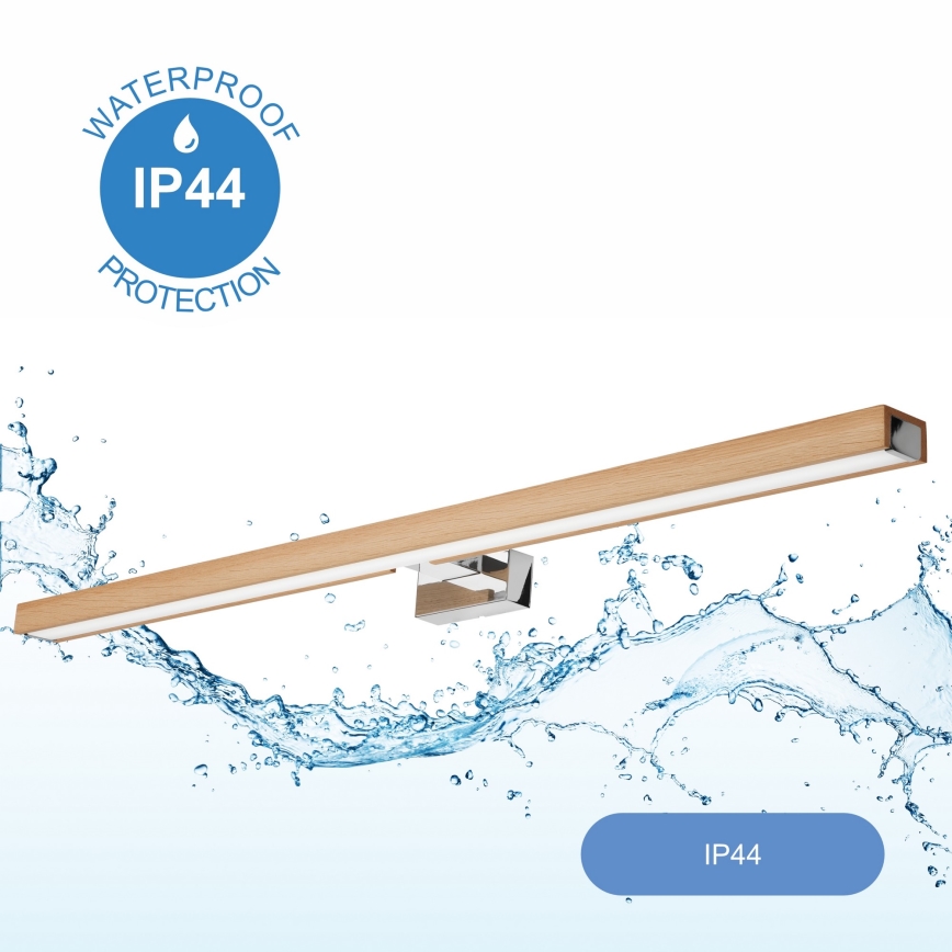 Brilagi - LED Kúpeľňové osvetlenie zrkadla WOODY MIRROR LED/15W/230V 90 cm IP44 dub/lesklý chróm