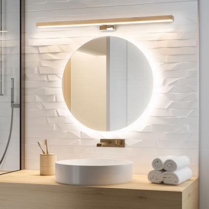 Brilagi - LED Kúpeľňové osvetlenie zrkadla WOODY MIRROR LED/15W/230V 90 cm IP44 dub/biela