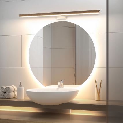 Brilagi - LED Kúpeľňové osvetlenie zrkadla WOODY MIRROR LED/15W/230V 90 cm IP44 dub orech/biela