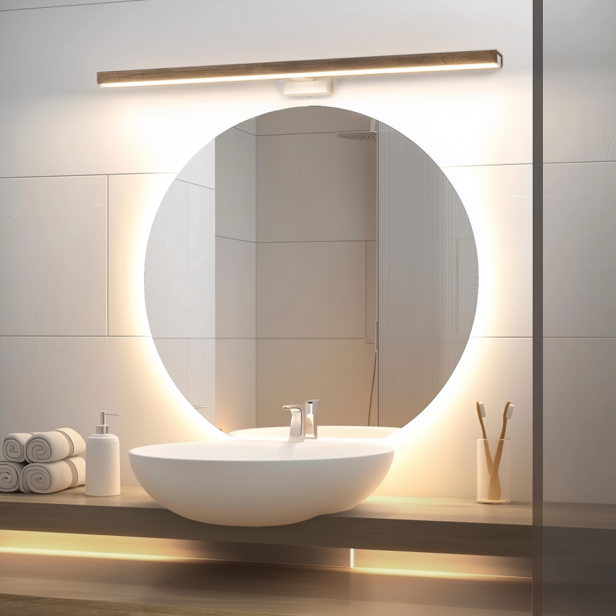 Brilagi - LED Kúpeľňové osvetlenie zrkadla WOODY MIRROR LED/15W/230V 90 cm IP44 dub orech/biela