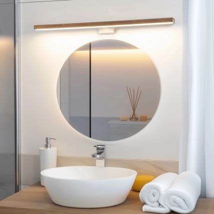 Brilagi - LED Kúpeľňové osvetlenie zrkadla WOODY MIRROR LED/15W/230V 90 cm IP44 dub čerešňa/biela