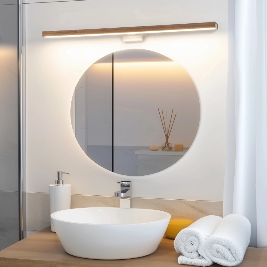 Brilagi - LED Kúpeľňové osvetlenie zrkadla WOODY MIRROR LED/15W/230V 90 cm IP44 dub čerešňa/biela