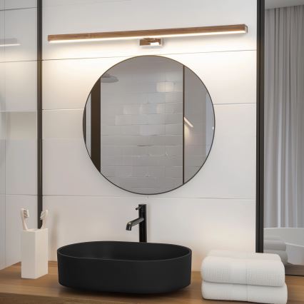 Brilagi - LED Kúpeľňové osvetlenie zrkadla WOODY MIRROR LED/15W/230V 90 cm IP44 dub čerešňa/lesklý chróm